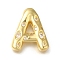 Brass with Cubic Zirconia Pendant, Letter A, Letter A, 21x18x6mm, Hole: 3.5x4mm