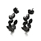 Ion Plating(IP) 304 Stainless Steel Leaf Wrap Stud Earring, Half Hoop Earrings for Women, Electrophoresis Black, 19.5x6mm, Pin: 0.7mm