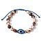 Natural Zebra Jasper Evil Eye Braided Beaded Bracelets, with Resin & Thread Cord, 6-1/4~9-7/8 inch(16~25cm)