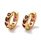 Rack Plating Brass Micro Pave Cubic Zirconia Hoop Earrings, Lead Free & Cadmium Free, Long-Lasting Plated, Real 18K Gold Plated, Deep Pink, 15x4mm