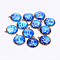 Alloy Glass Pendants, Half Round with Twelve Constellations, Antique Bronze, Dodger Blue, 26x23x7mm, Hole: 1.8mm, 12pcs/set