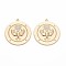 Brass Micro Pave Clear Cubic Zirconia Pendants, Nickel Free, Flat Round, Real 18K Gold Plated, 25x23x2mm, Hole: 1.2mm