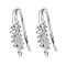 Brass Micro Pave Cubic Zirconia Earring Hooks, Fishhook, Platinum, 15.5x8x4mm, Hole: 1mm