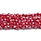 Opaque Solid Color Electroplate Glass Beads Strands, Pearl Luster Plated, Faceted, Bicone, Red, 4x4mm, Hole: 0.8mm, about 82~85pcs/strand, 12.01~12.2 inch(30.5~31cm)