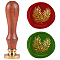 Wax Seal Stamp Set, Sealing Wax Stamp Solid Brass Head,  Wood Handle Retro Brass Stamp Kit Removable, for Envelopes Invitations, Gift Card, Leaf, 83x22mm, Stamps: 25x14.5mm