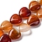 Natural Red Agate Beads Strands, Heart, 11.5~12x11.5~12x5~5.5mm, Hole: 1mm, about 33pcs/strand, 15.16''(38.5cm)