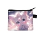 Polyester Wallets, Rectangle with Cat Pattern Makeup Bags, Pearl Pink, 11x13.5cm