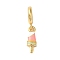 Rack Plating Brass Colorful Enamel European Dangle Charms, Ice Cream Large Hole Pendants, Cadmium Free & Lead Free, Long-Lasting Plated, Real 18K Gold Plated, 23.5mm, Hole: 5mm