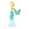 Alloy Enamel Butterfly & Acrylic Flower Pendant Decoration, Synthetic Turquoise Chips and Lobster Claw Clasps Charm, Pale Turquoise, 52~53mm