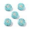 Synthetic Turquoise Beads, with Golden Tone Brass Slices, Flat Round with Letter, Letter R, 15x5.5mm, Hole: 1.4mm