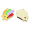 Alloy Enamel Pendants, Cadmium Free & Lead Free, Star with Rainbow, Golden, Colorful, 20.5x22.5x1.3mm, Hole: 1.6mm