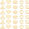 BENECREAT 30Pcs 5 Style Eco-Friendly Brass Connector Charms & Chandelier Component Links, Cadmium Free & Lead Free, Donut & Rhombus & Oval & Heart & Triangle, Real 18K Gold Plated, 9.5~14x9.5~15x0.8~1mm, Hole: 1mm, 6pcs/style