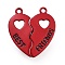 Alloy Enamel Split Pendants, Magnetic Charms, Heart with Word Best Friends, Red, 28x25x2mm, Hole: 2mm