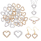 SUPERFINDINGS 40Pcs 2 Colors Alloy Crystal Rhinestone Pendaants, Heart Charms, Platinum & Light Gold, 16.5x17.5x2mm, Hole: 1.6mm, 20pcs/color