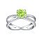 925 Sterling Silver Micro Pave Cubic Zirconia Plain Band Rings, Real Platinum Plated, Flat Round, Green Yellow, US Size 7(17.3mm)